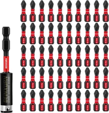 51Pack PH2 1 Inches Impact Tough Anti-Slip Screwdriver Bits, #2 Phillips 1/4 Inc
