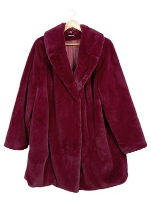 Walbusch Damen Kunstpelzmantel Fellmantel Gr. 42 Bordeaux Rot Elegant