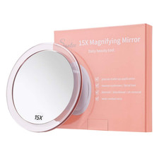 15X Magnifying Mirror - with 3 Mounting Suction Cups - Used for Precise Makeup -