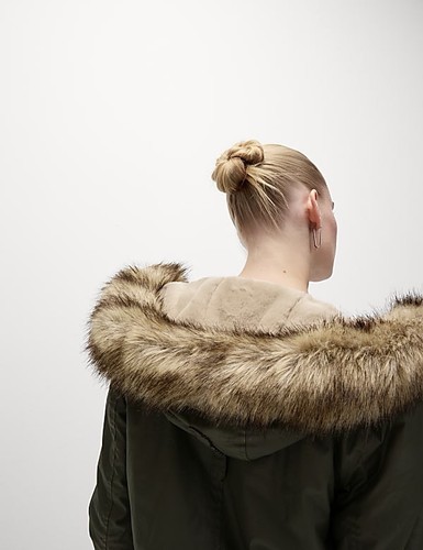 Marks and Spencer Stormwear™ Waxed Faux Fur Lined Hooded Parka Sz 22 Dark Green - Picture 15 of 16