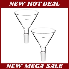 2 Pack Glass Jointed Short Stem Powder Funnel 100mm Top OD 24/40 Inner Joint