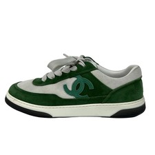 CHANEL - G39978 Green White Suede Women's Sneakers