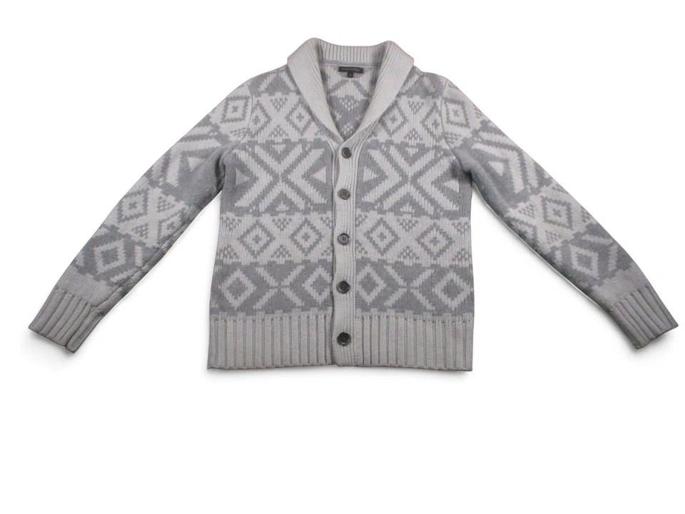 Suéter Banana Republic Para Hombres Grande Gris Cuello Chal Cárdigan Mezcla Lana Merino Foto 4 de 4