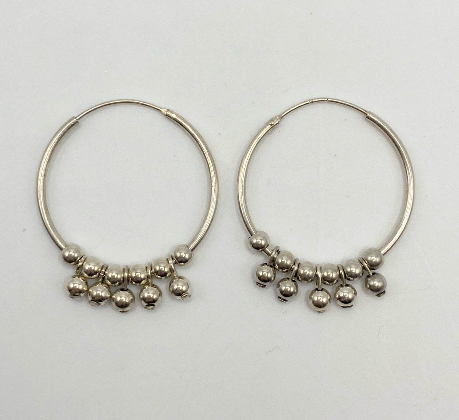 Sterling Silver 925 Bali Style Continuous Hoop BOHO Earrings