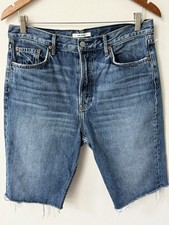 Grlfrnd Jeans Bermuda Shorts Womens Button Fly Med Blue Wash Beverly Cotton