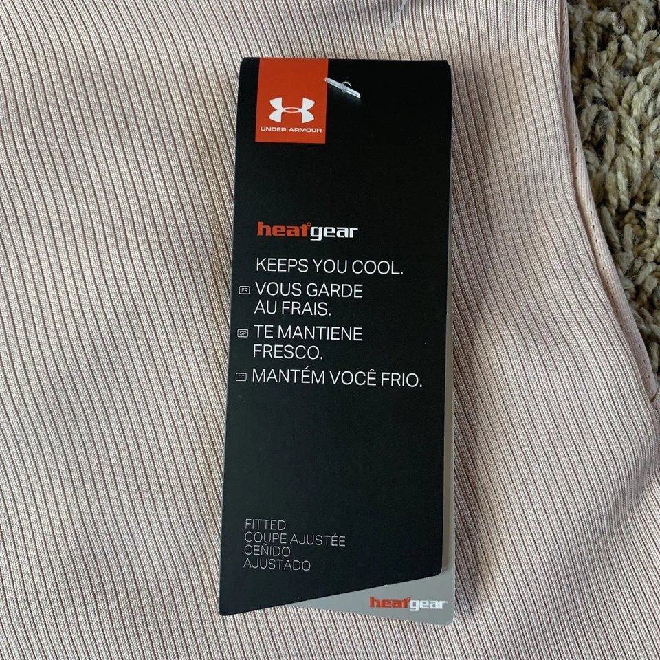 Camiseta sin mangas Under Armour Victory grande rosa acanalada ajustada espalda deportiva Heatgear nueva con etiquetas Foto 3 de 4