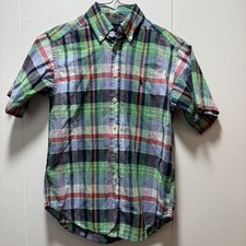 Ralph Lauren Boys Size Small 8 Colorful Plaid Short Sleeve Button Down Shirt