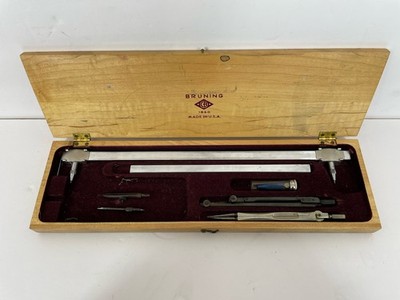 Bruning Beam Compass Trammel Bar 1840  13-inch Drafting Tool Set Instrument