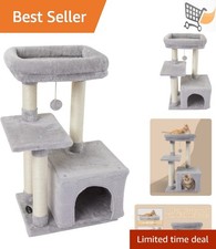 Cat Tree Indoor Condo Sisal Scratching Posts Platform Play House Grey