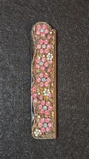 Vintage Gorgeous Rhinestone  Brass Folding Pocket Comb