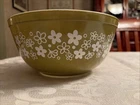 VINTAGE PYREX SPRING BLOSSOM GREEN 2 1/2 Qt MIXING BOWL CRAZY DAISY #403 1972-79