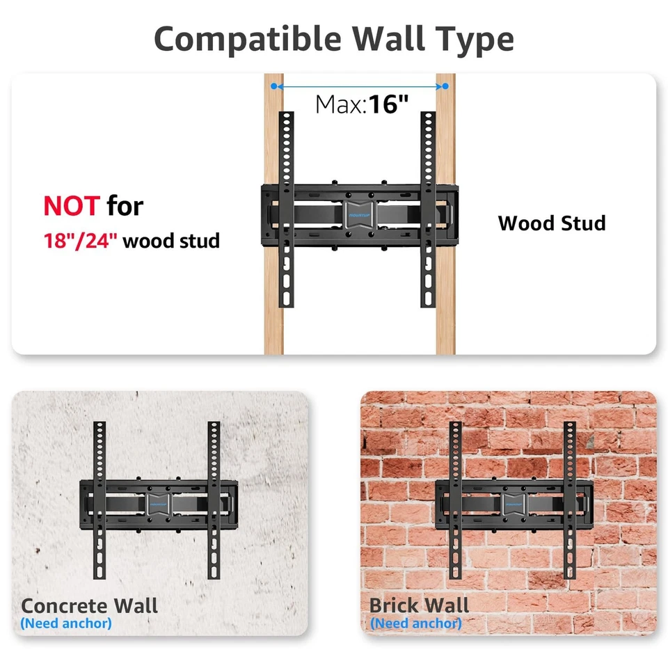 Montaje en pared para TV listado por UL, montaje de TV de movimiento completo para la mayoría de 26-65 pulgadas Fla... Foto 2 de 4