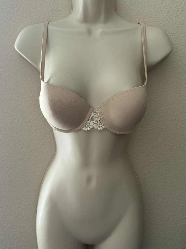 Sutiã Wacoal 32A renda pequeno push up 75891 bege #119788 novo com etiquetas - Imagem 2 de 4