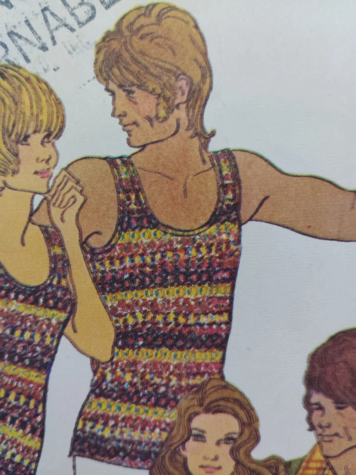 Shirt Tank Top MENS M 38 40 Simplicity 9892 Sewing Pattern Cut VTG Retro Disco - Image 3 of 4