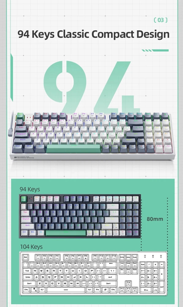 K500 94-Key Hot Swappable Wired Mechanical Gaming Keyboard