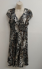 Laura Max Dress Womens Size M Black Gray Brown Animal Print Fit Flare Cover Up