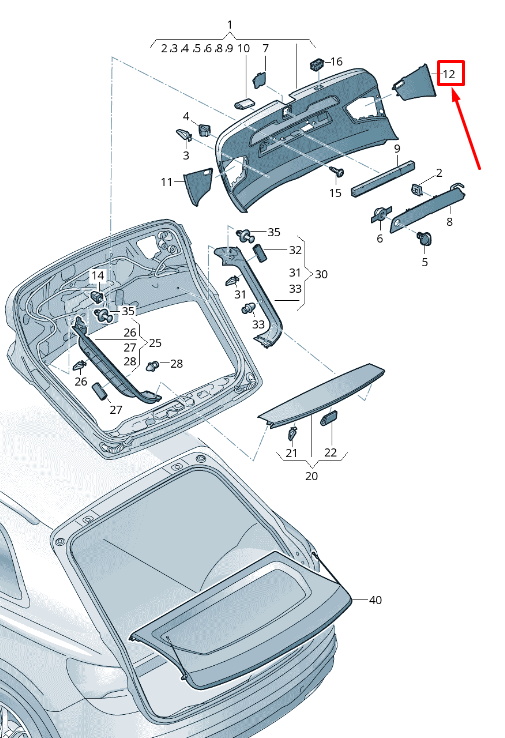 NOUVEAU COUVERCLE D'ACCÈS AU FEU ARRIÈRE DROIT AUDI Q3 F3 83F8676584PK ORIGINAL