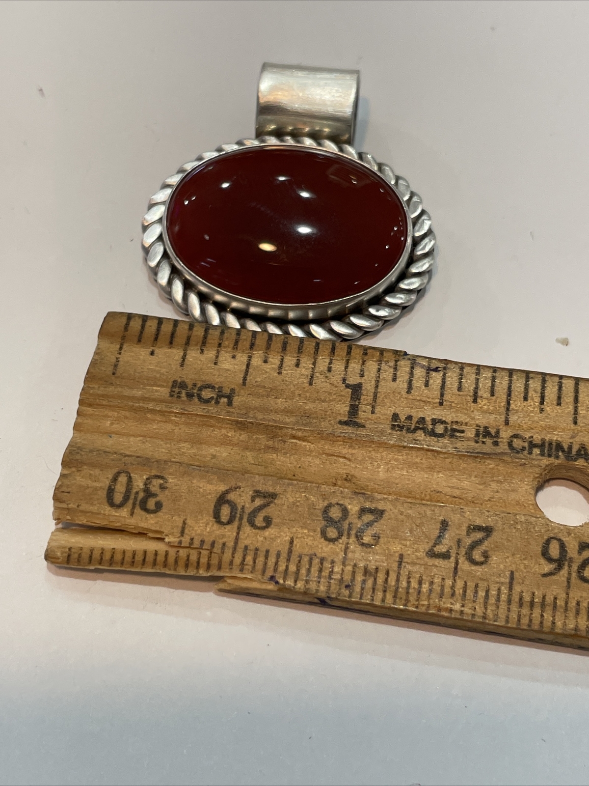 JG Signed 925 Solid Sterling Silver Carnelian Pen… - image 6