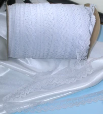 7/8" Baby Blue Scalloped Lace Soft Hand 50 Yard Bolt 