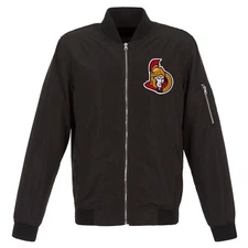 NHL Ottawa Senators  JH Design Lightweight Nylon Bomber Jacket  Black