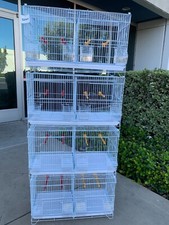 Ste of 4 Stackable Breeding Bird Cage for Canary Finch Small Birds