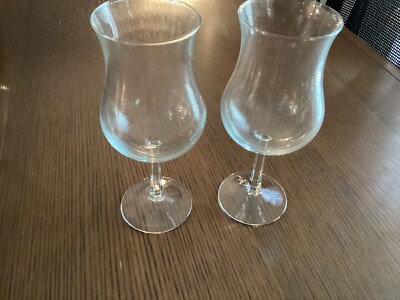 2-Vintage France Hex Luminarc Hurricane Cocktail Glasses 7 1/4 