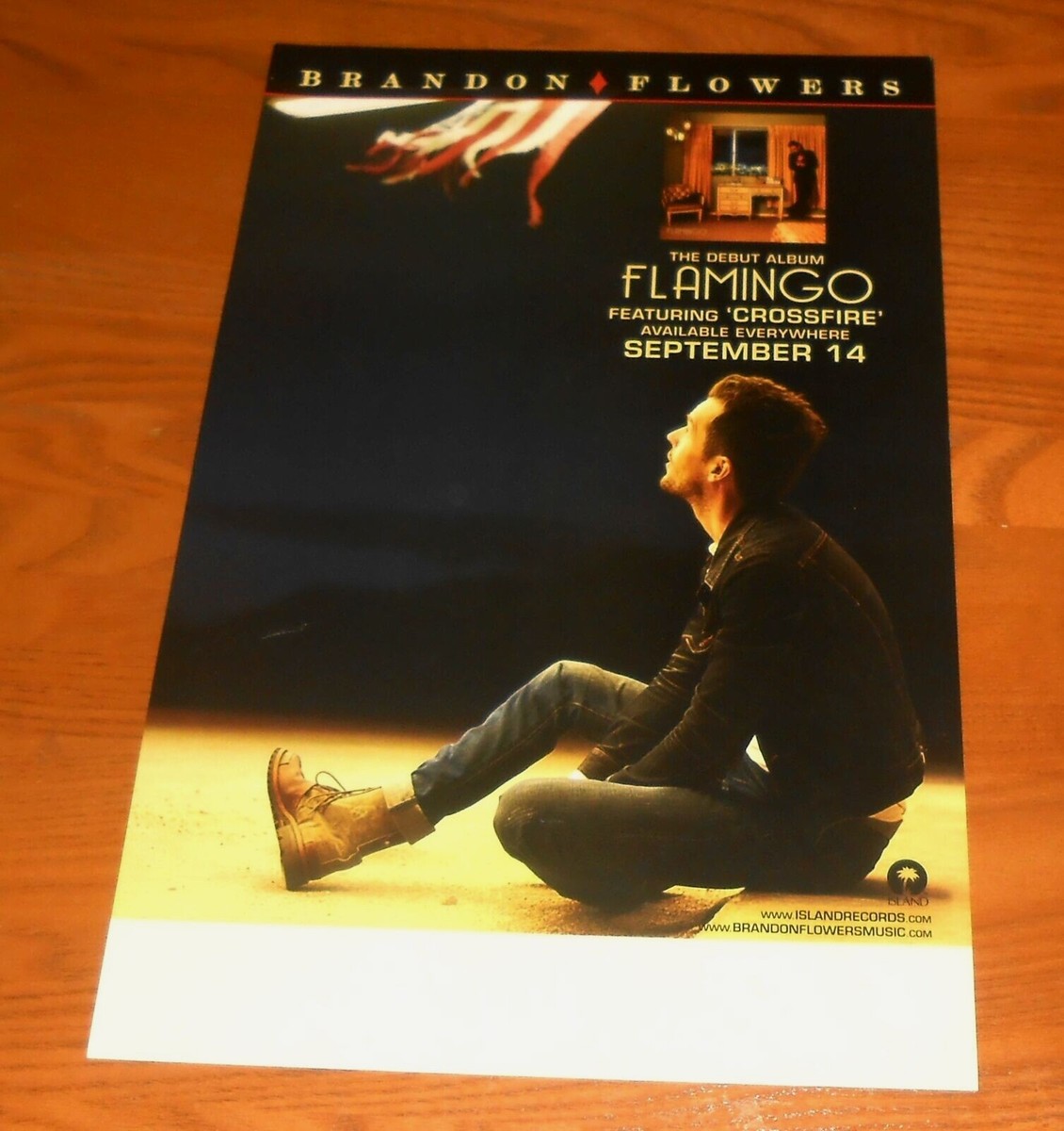Brandon Flowers Flamingo Posterl 2-Sided Promo 17x11 The Killers