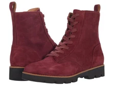 VIONIC LANI WOMENS BOOTS SUEDE LACE-UP SIDE ZIPPER COLOR PORT SZ 6.5 US / 4.5 UK