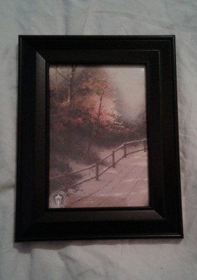 Thomas Kinkade First Snow Picture in 5x6.5 Black Frame Tabletop/Wall