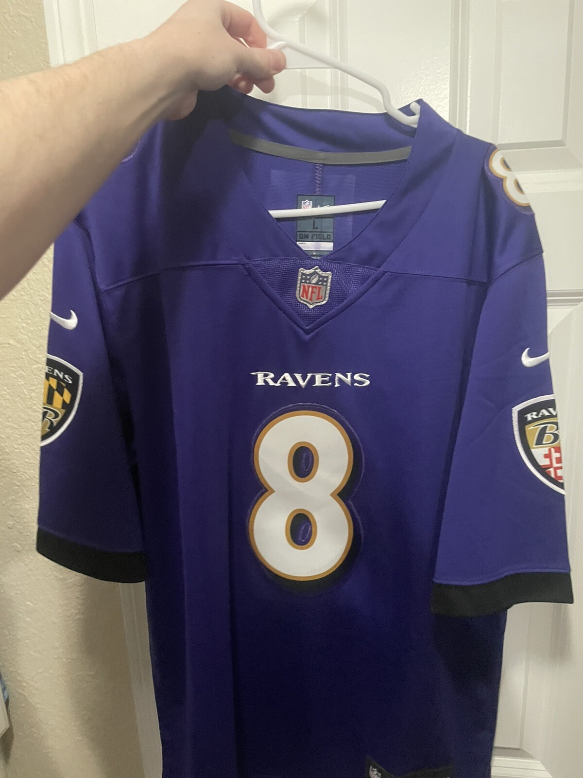 Lamar Jackson #8 Baltimore Ravens Men's Game On-Field Jersey Purple Large