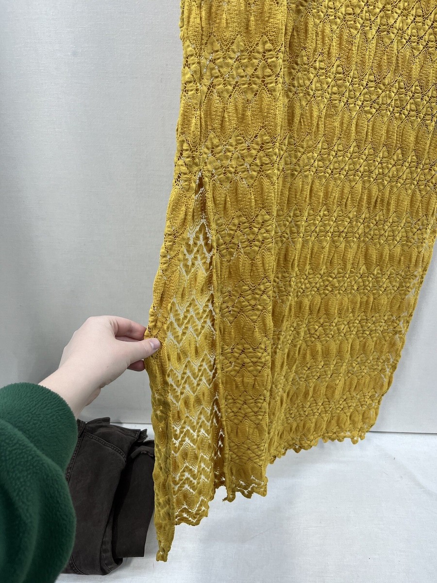 Zara Knit Womens Yellow Dress Lace Sz L Long Maxi 3529 | eBay
