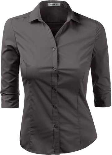 DOUBLJU Women's Tailored 3/4 Sleeve 