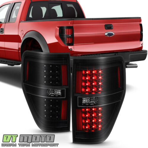 Black Smoked 2009-2014 Ford F150 F-150 LED Tail Lights Brake Lamps Left+Right - Picture 1 of 11