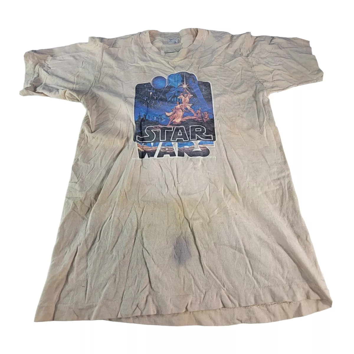 Vintage 70s Star Wars T-Shirt Movie Promo large shirt 1977 iron on JC Penney 2