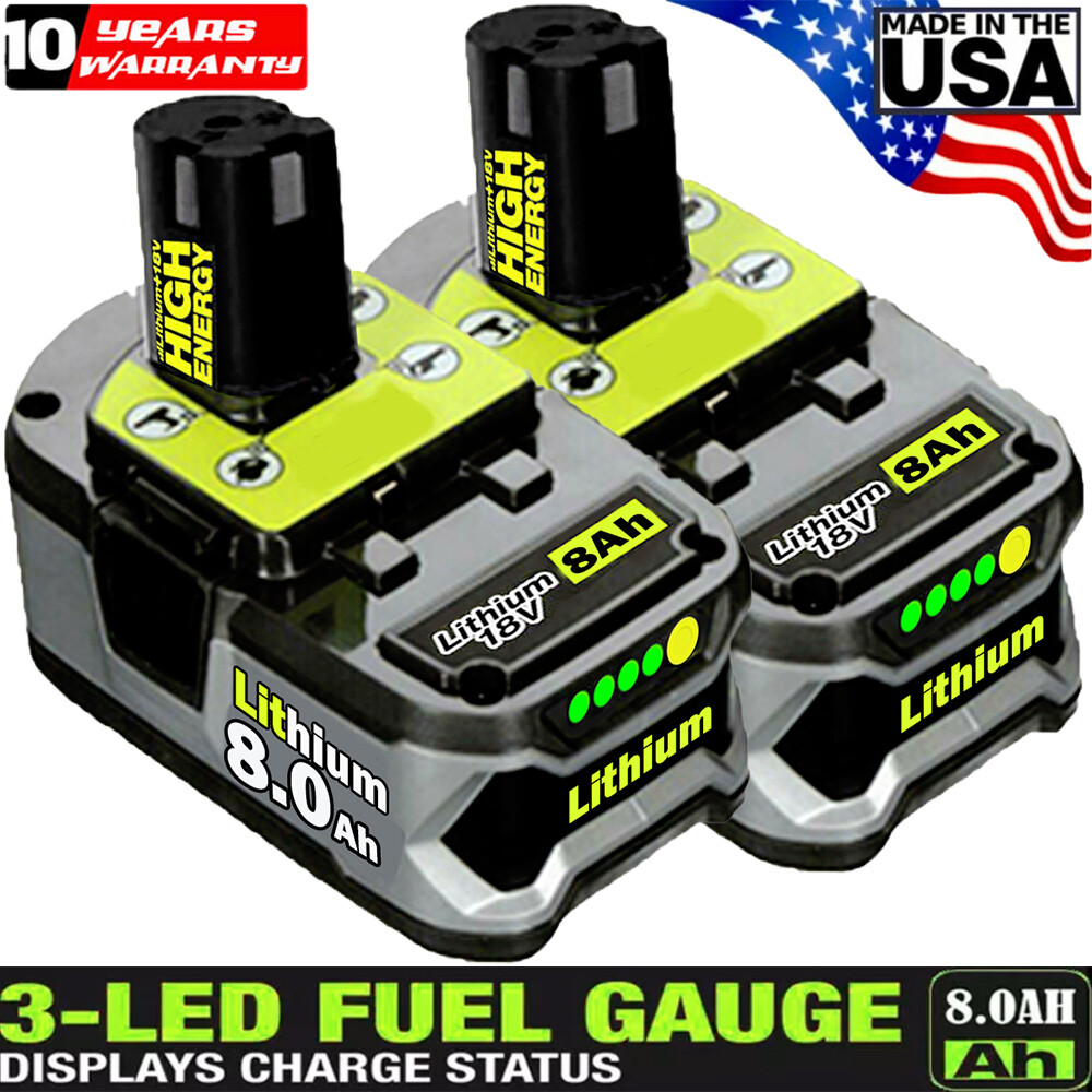 2X For RYOBI P108 18V One Plus High Capacity Battery 18 Volt Lithium-Ion 8.0Ah