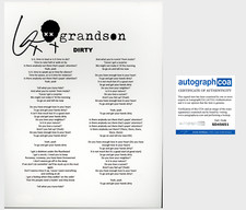 GRANDSON JORDAN BENJAMIN SIGNED DIRTY LYRICS SHEET w/EXACT PROOF & AUTOGRAPH COA