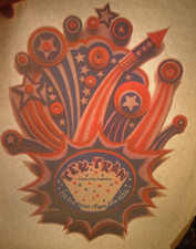 TEX TRAN 1970's VINTAGE OHIO FIREWORKS IRON ON TRANSFER B-17 -NICE 