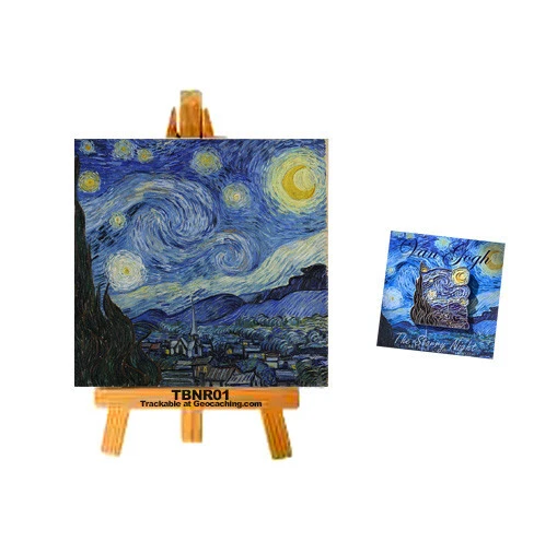 Art Series - Geocoin Geocaching Van Gogh / Monet Staffelei Mini Gemälde +Pin - Bild 2 von 4