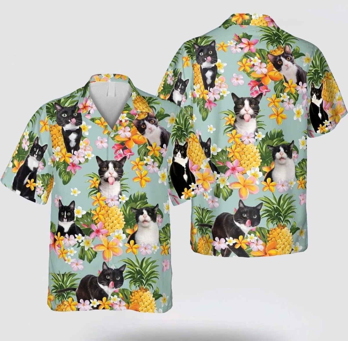Tuxedo With Face Funny Yellow Flower Tropic Hawaiian Shirt Gift