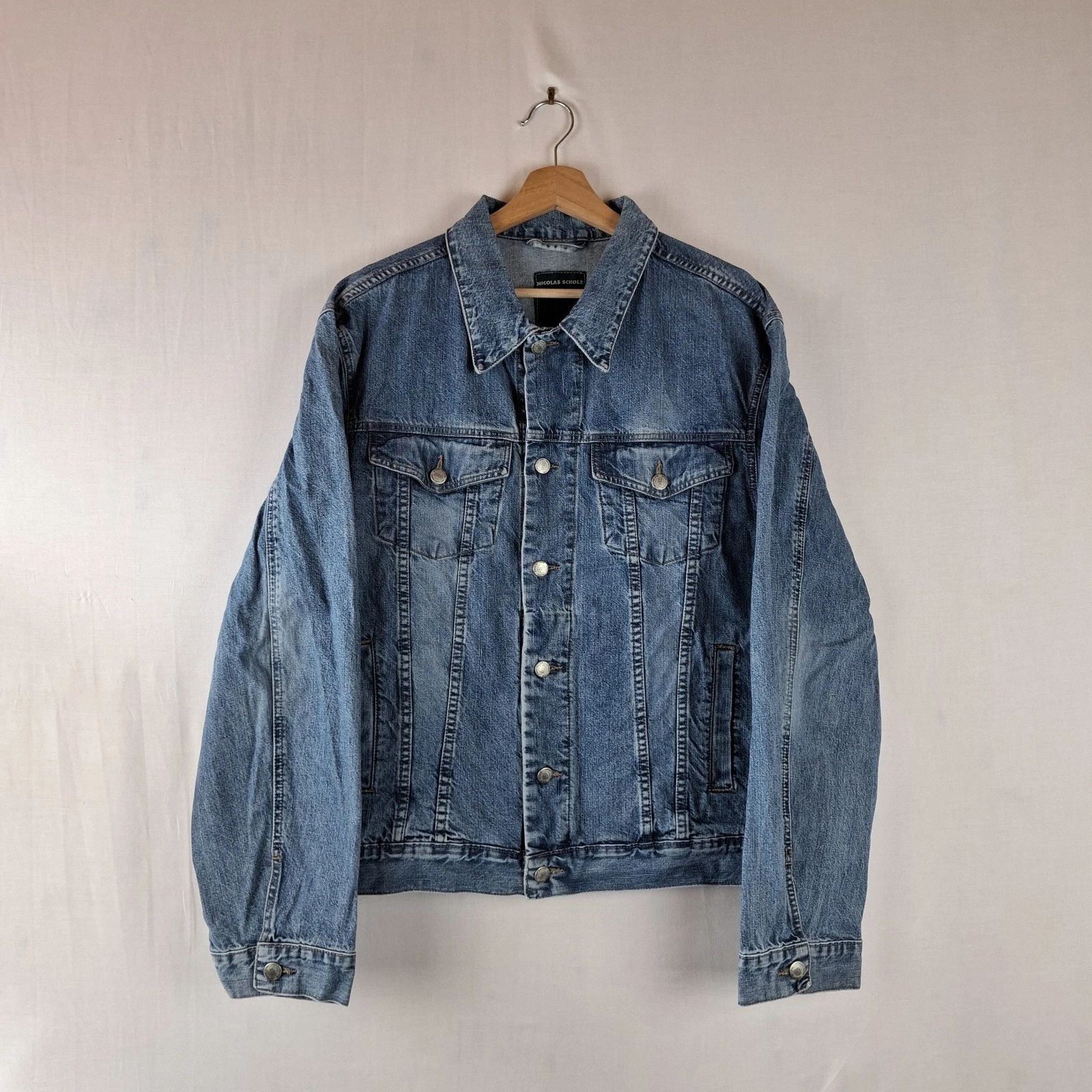 Nicolas Scholz Denim Jacket Y2K Vintage Distressed Grunge Festival Unisex XL 14
Opens in a new windo