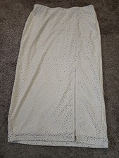 NWT A New Day Cream Eyelet Midi Skirt Size 10