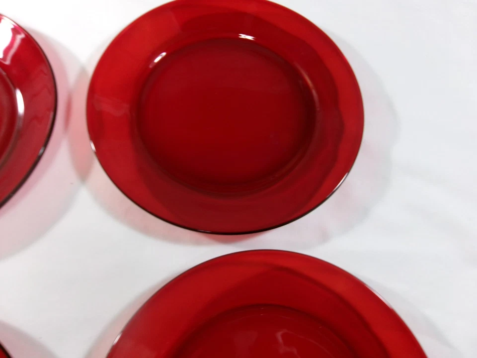 Set of 4 Vintage Anchor Hocking Royal Ruby Red Salad Luncheon Deep Plates 8" - Image 3 of 4