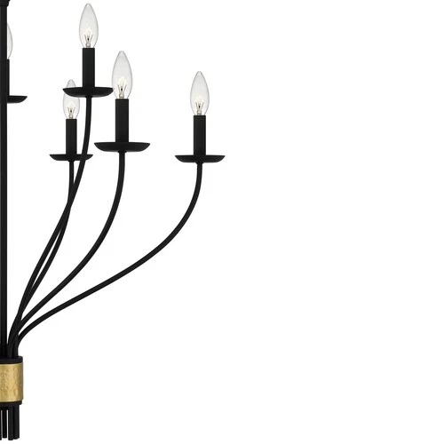 Matte Black Nine Light Chandelier from the Margaret Collection - Picture 5 of 7
