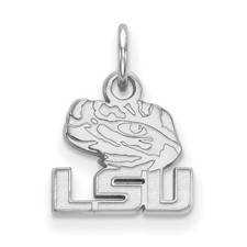14k White Gold LogoArt Louisiana State University L-S-U Tiger Eye XS Pendant