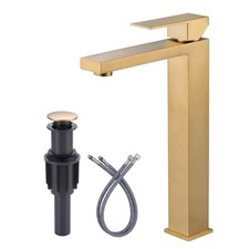 Vessel Sink Faucet Brushed Gold Single Handle Tall Bathroom Faucet Single Hole L