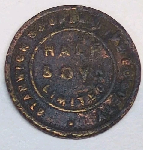 SOVEREIGN COIN WEIGHT ANTIQUE NUMISMATIC HALF GUINEA GOLD SCALES WEIGHT BRASS