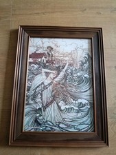 A4 Print Arthur Rackham Undine In The Waves 1909 Framed In Wood Art Nouveau