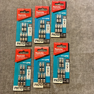 LOT OF 6 - New Makita Impact Xps® #1, 2 and 3 Phillips 1" Insert Bit - 30 bits