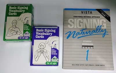 Basic Signing Vocabulary Cards - 200 Total (Box A & B w/Bonus Student Workbook)