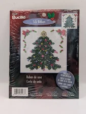 Plaid Bucilla Silk Ribbon Embroidery Kit "Christmas Tree" #84468 5"x5" Two Avail